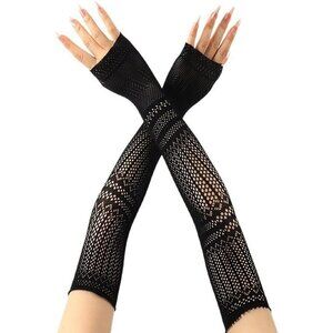 Women's Fishing Halloween Black 11 Net Gloves Fingerless Gothic Accessories